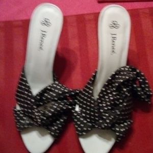 J.renee White heels with black and white polka dot